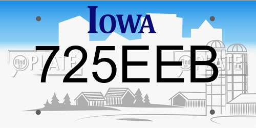 725EEB Iowa License Plate