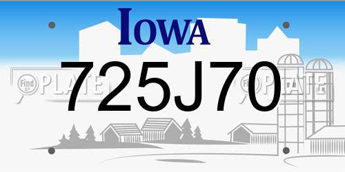 725J70 Iowa License Plate