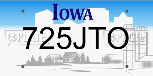 725JTO Iowa License Plate
