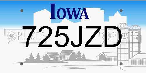 725JZD Iowa License Plate