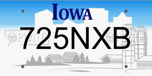 725NXB Iowa License Plate