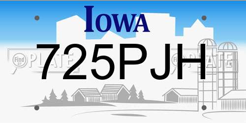 725PJH Iowa License Plate