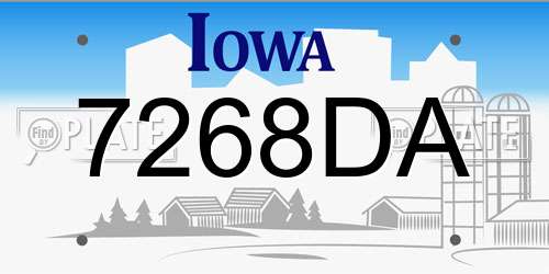 7268DA Iowa License Plate
