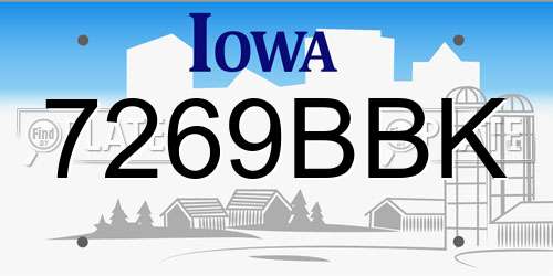 7269BBK Iowa License Plate