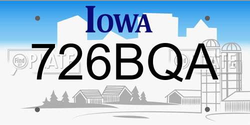 726BQA Iowa License Plate