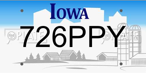 726PPY Iowa License Plate