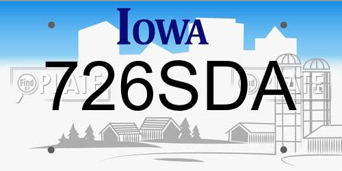 726SDA Iowa License Plate