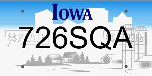726SQA Iowa License Plate