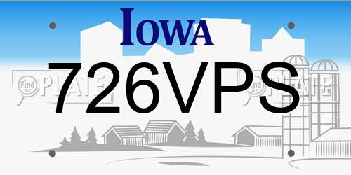 726VPS Iowa License Plate