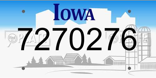 7270276 Iowa License Plate