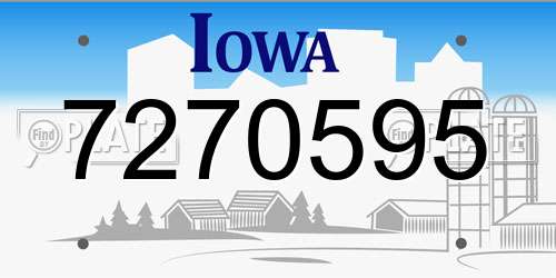 7270595 Iowa License Plate