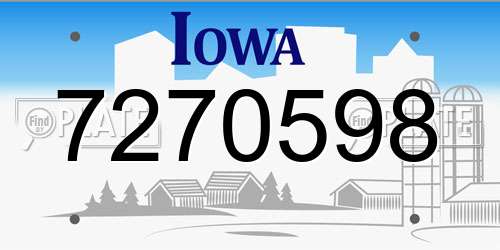 7270598 Iowa License Plate