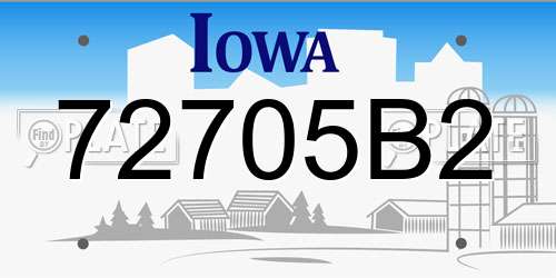 72705B2 Iowa License Plate