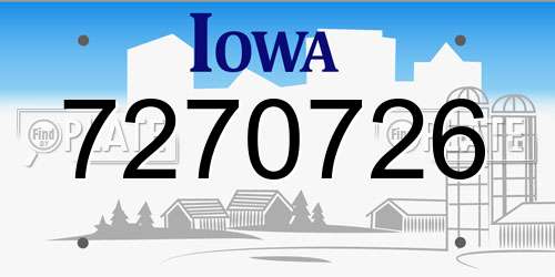 7270726 Iowa License Plate
