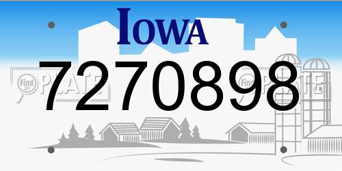 7270898 Iowa License Plate