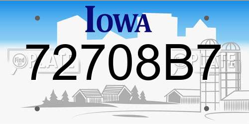72708B7 Iowa License Plate
