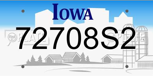72708S2 Iowa License Plate