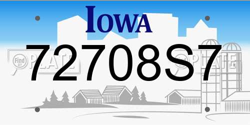 72708S7 Iowa License Plate