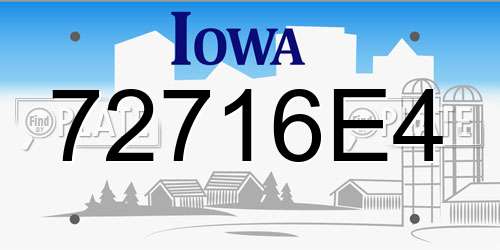 72716E4 Iowa License Plate