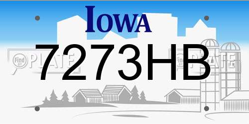 7273HB Iowa License Plate