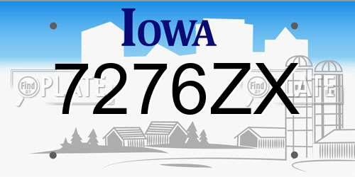 7276ZX Iowa License Plate