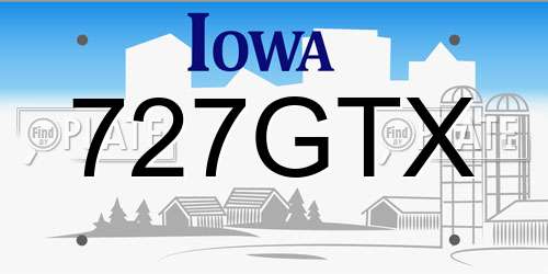 727GTX Iowa License Plate