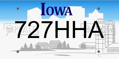 727HHA Iowa License Plate