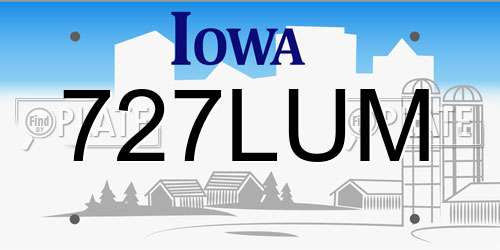 727LUM Iowa License Plate