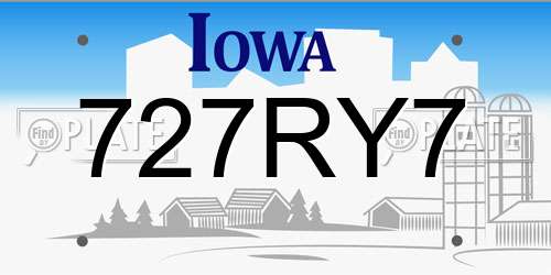 727RY7 Iowa License Plate