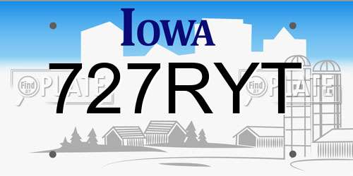 727RYT Iowa License Plate