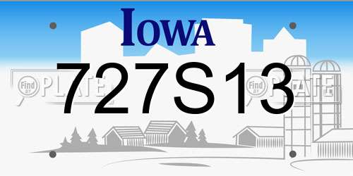 727S13 Iowa License Plate