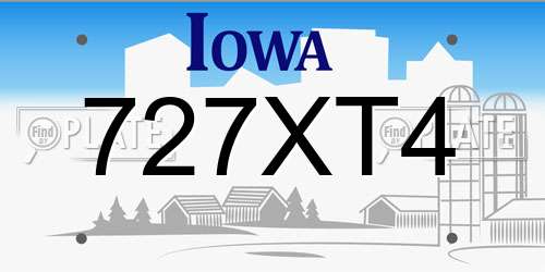 727XT4 Iowa License Plate