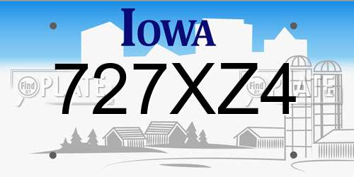 727XZ4 Iowa License Plate