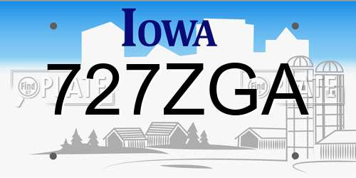 727ZGA Iowa License Plate