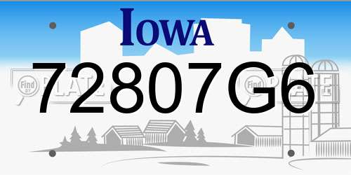 72807G6 Iowa License Plate