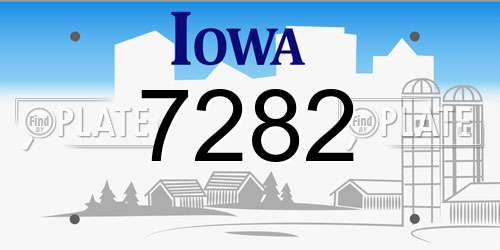 7282 Iowa License Plate