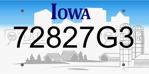 72827G3 Iowa License Plate
