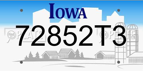72852T3 Iowa License Plate