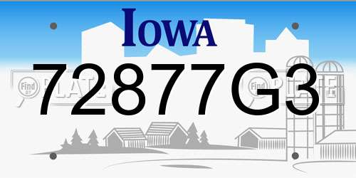 72877G3 Iowa License Plate