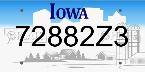 72882Z3 Iowa License Plate