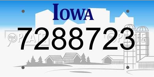 7288723 Iowa License Plate