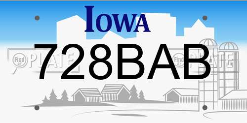 728BAB Iowa License Plate