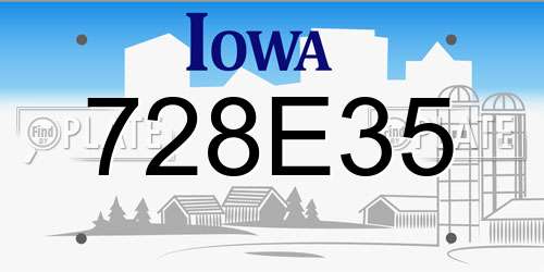 728E35 Iowa License Plate