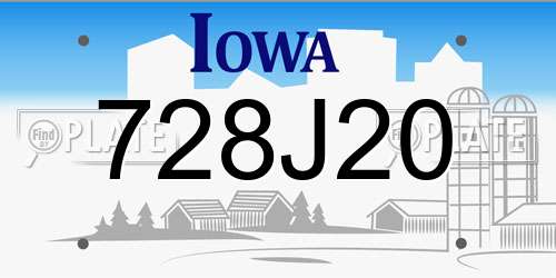 728J20 Iowa License Plate