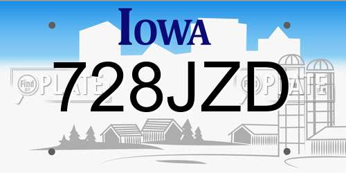728JZD Iowa License Plate