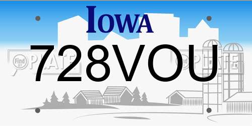 728VOU Iowa License Plate