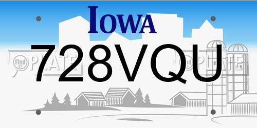 728VQU Iowa License Plate