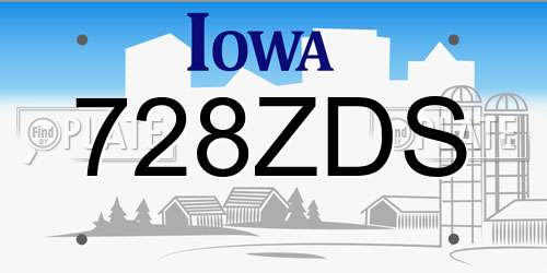 728ZDS Iowa License Plate