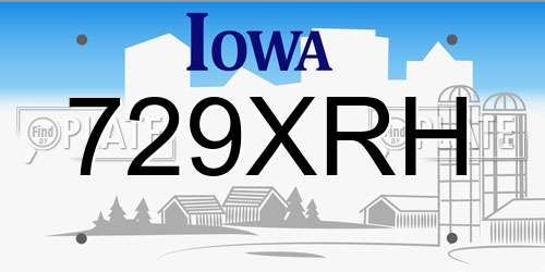 729XRH Iowa License Plate