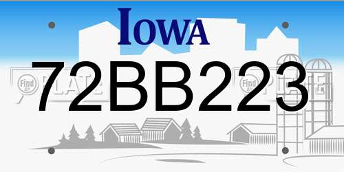 72BB223 Iowa License Plate
